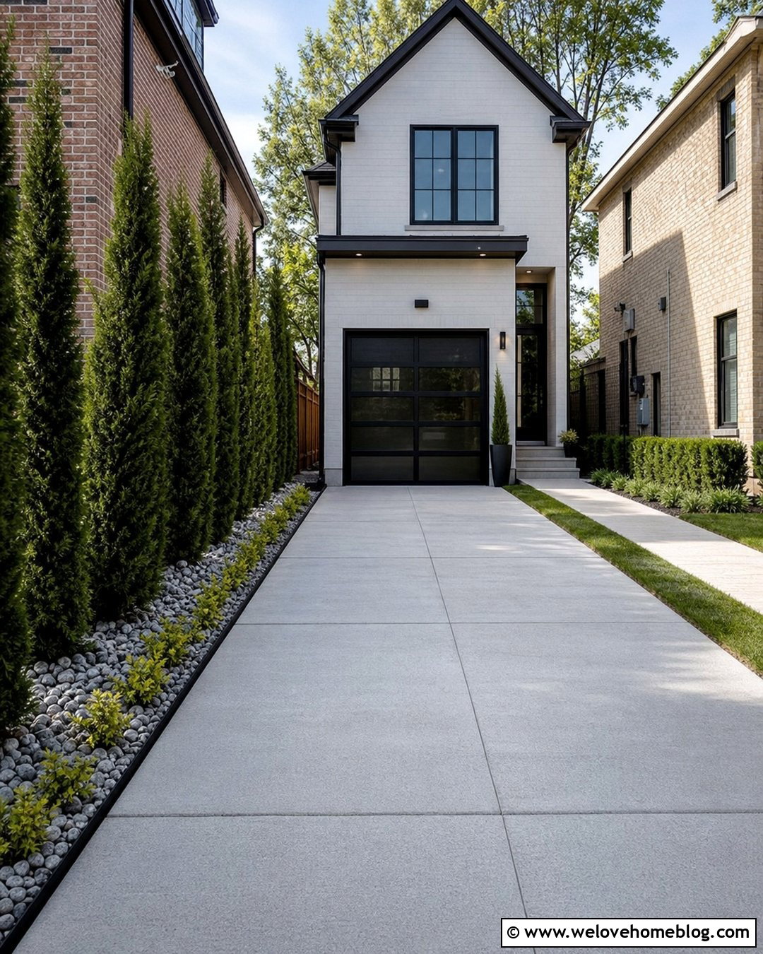 Narrow Driveway With Columnar Hedge - 25 driveway hedge ideas