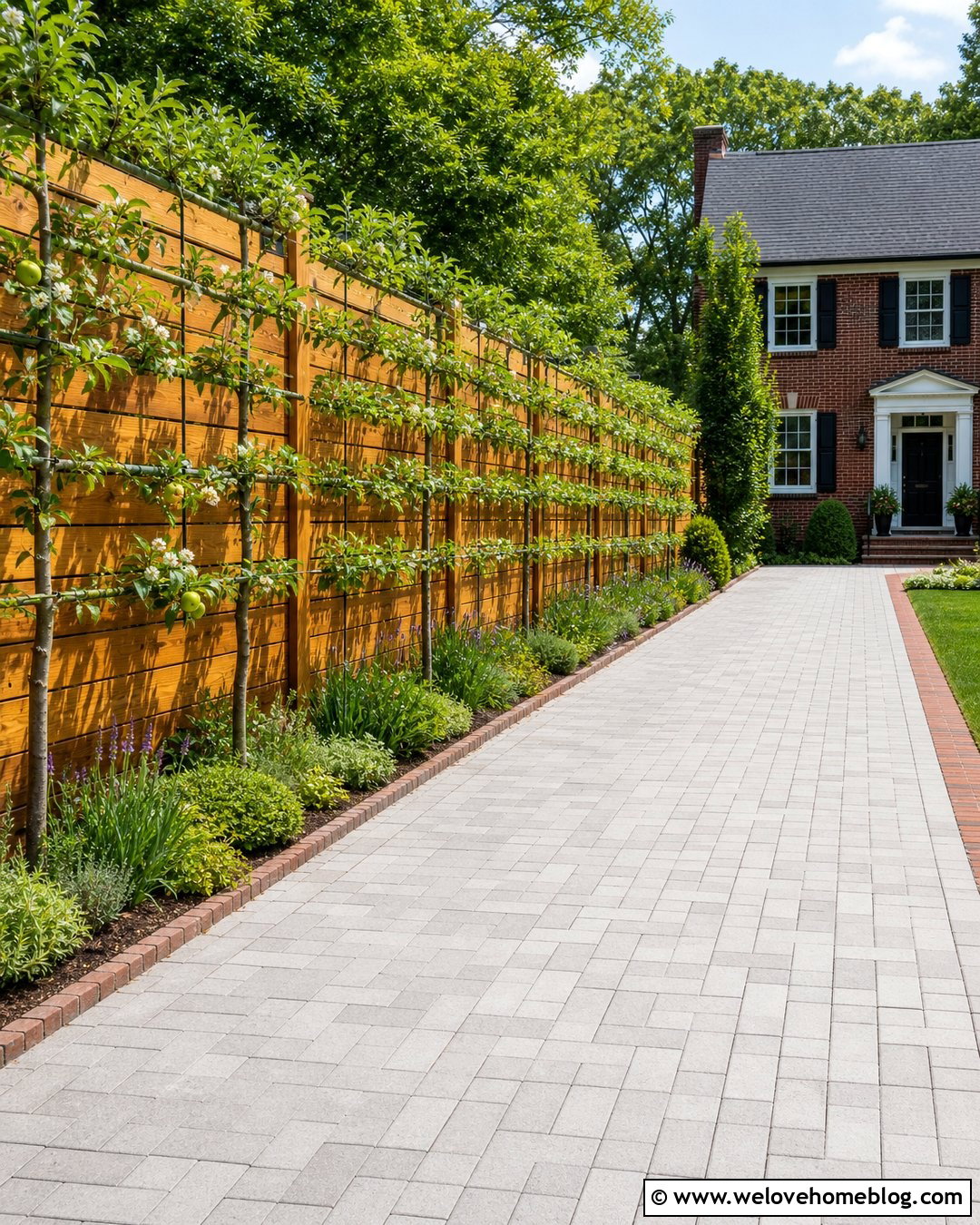 Narrow Driveway With Espalier Trees - 20 Narrow Driveway Garden Ideas