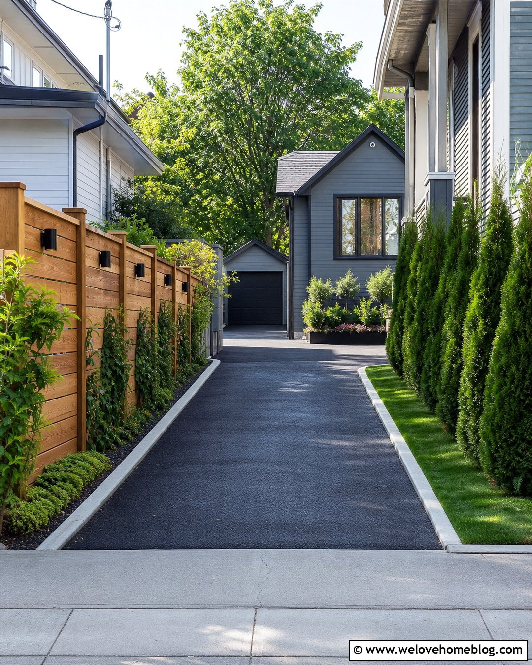 Narrow Driveway With Fence Lights - 25 Driveway With Lights Ideas