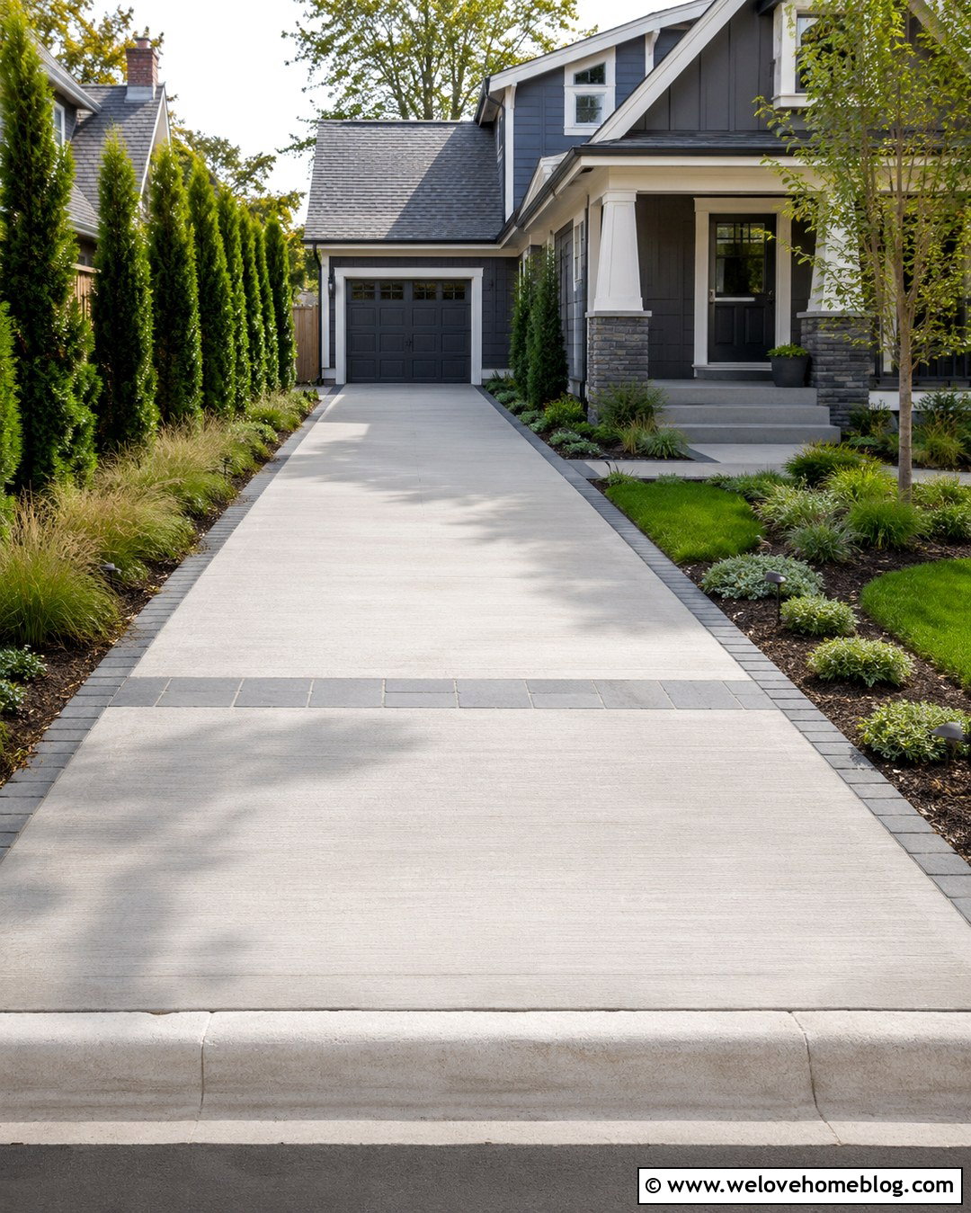 Narrow Driveway With Flush Stone Edging - 20 Driveway Stone Edging Ideas