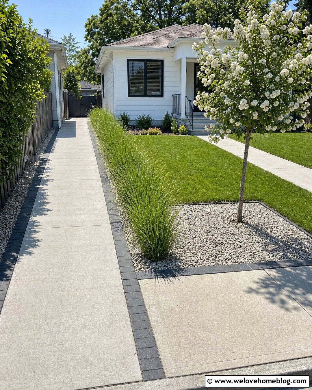 Narrow Driveway With Ornamental Grass Edge - 20 landscape driveway edge ideas
