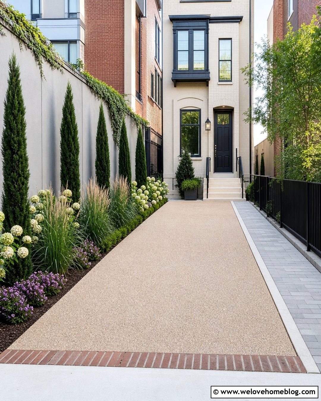 Narrow Driveway With Slim Planting Beds - 40 driveway front garden ideas