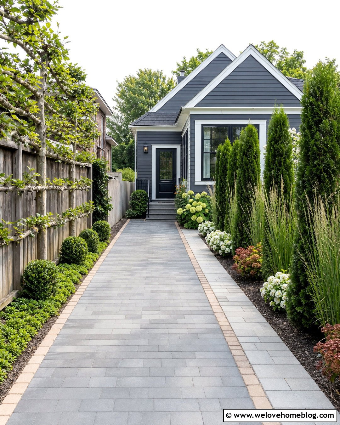 Narrow Driveway With Vertical Landscaping - 40 Front Driveway Landscaping Ideas