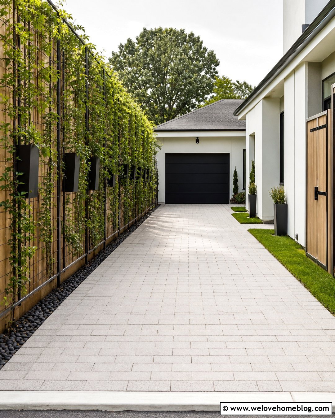 Narrow Driveway With a Vertical Garden - 25 Narrow Driveway Landscaping Ideas
