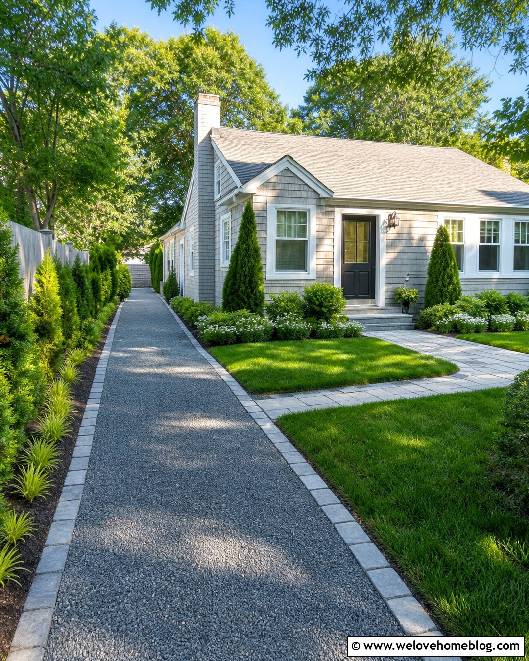 Narrow Gravel Driveway With Flush Cobblestone Edging - 20 gravel driveway cobblestone edging ideas