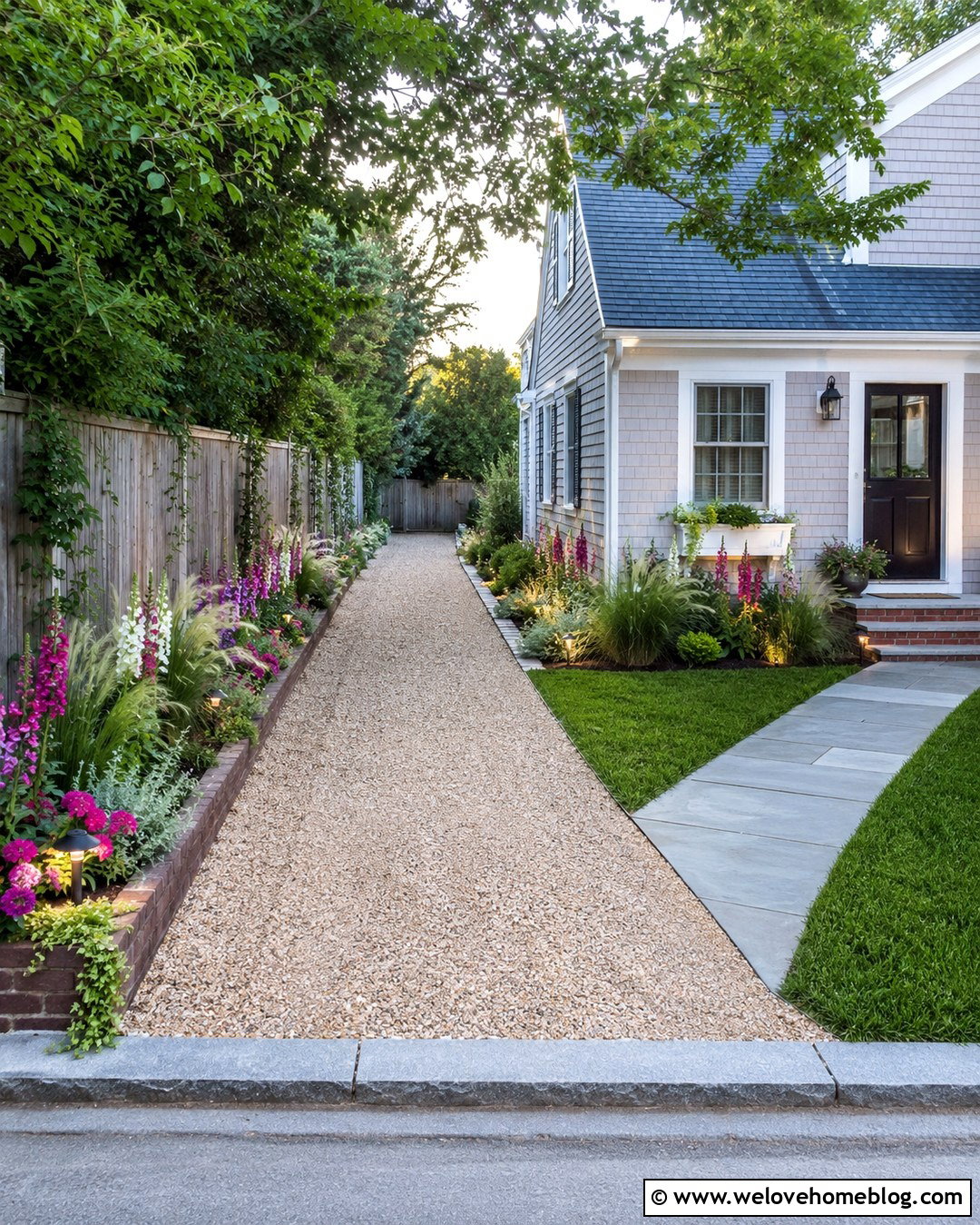 Narrow Gravel Driveway With Raised Flower Beds - 20 Gravel Driveway With Flowers Ideas
