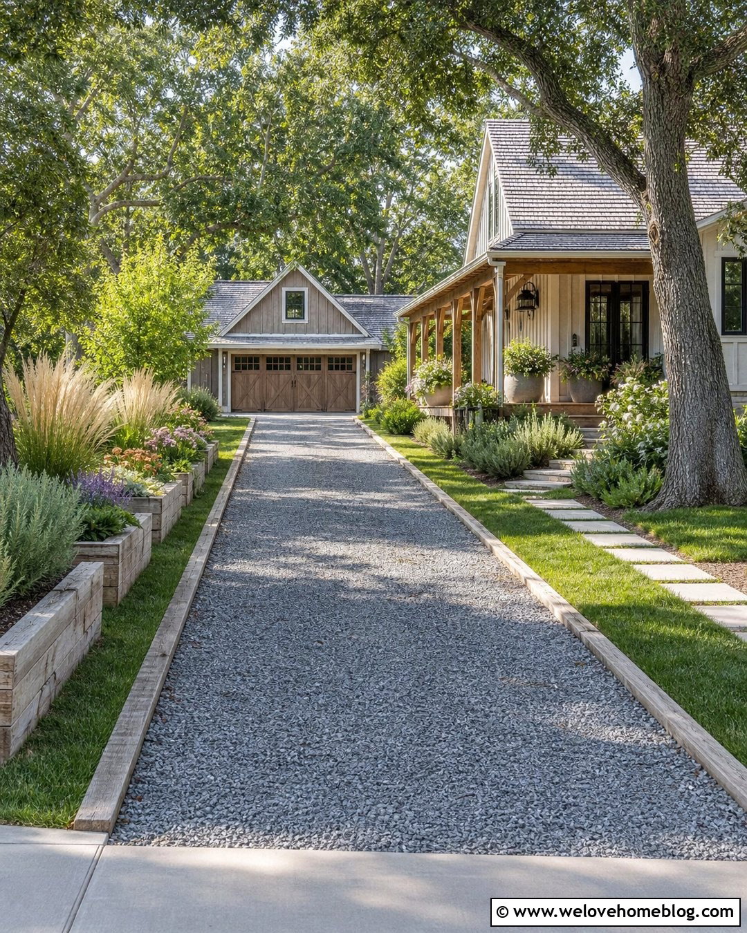 Narrow Gravel Driveway With Raised Garden Beds - 20 Narrow Driveway Garden Ideas