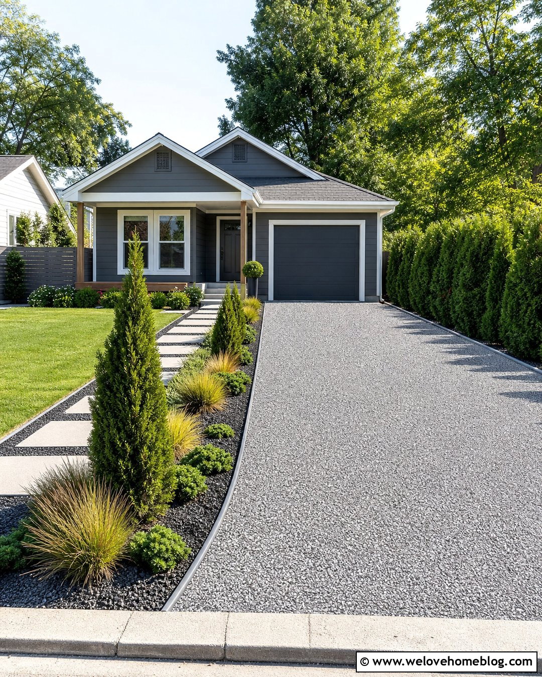 Narrow Grey Gravel Driveway For A Small Yard - 25 Grey Gravel Driveway Ideas