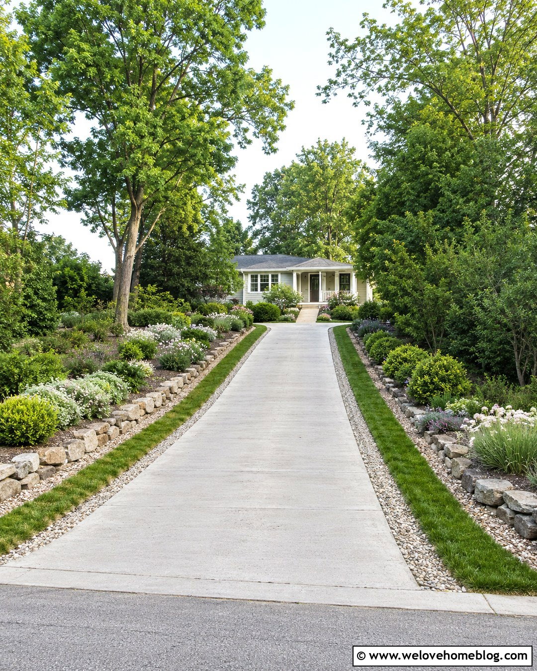 Narrow Hill Driveway With Low Shrubs - 20 hill driveway landscaping ideas