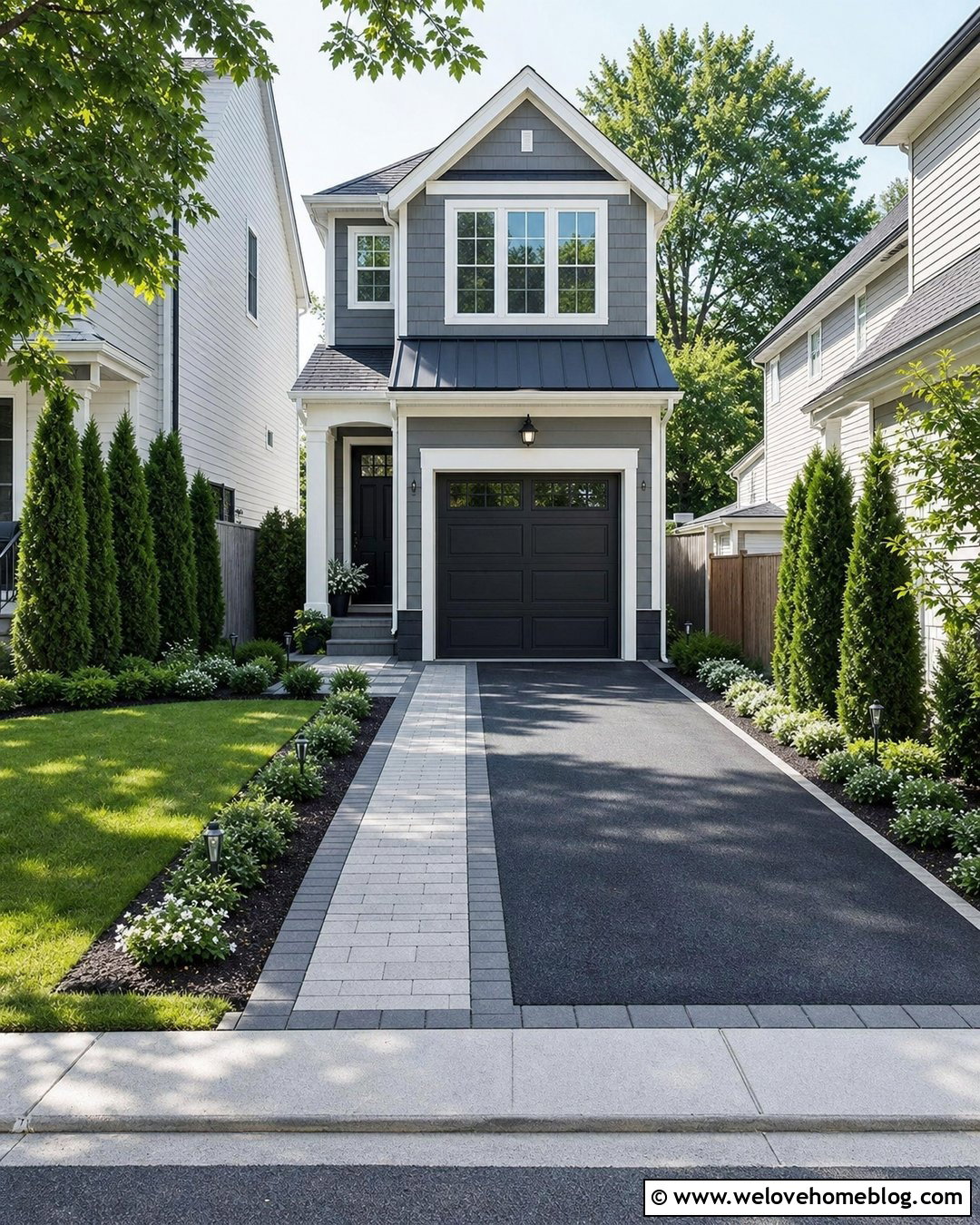 Narrow Paver Driveway Ribbon Extension - 30 Driveway Pavers Extension Ideas