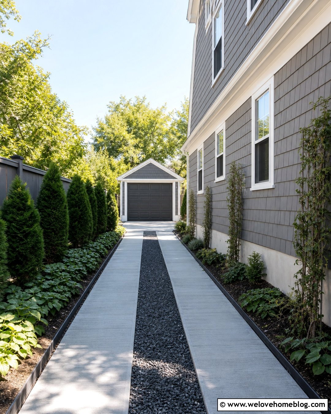 Narrow Ribbon Driveway With Gravel Center - 20 Ribbon Driveway Ideas