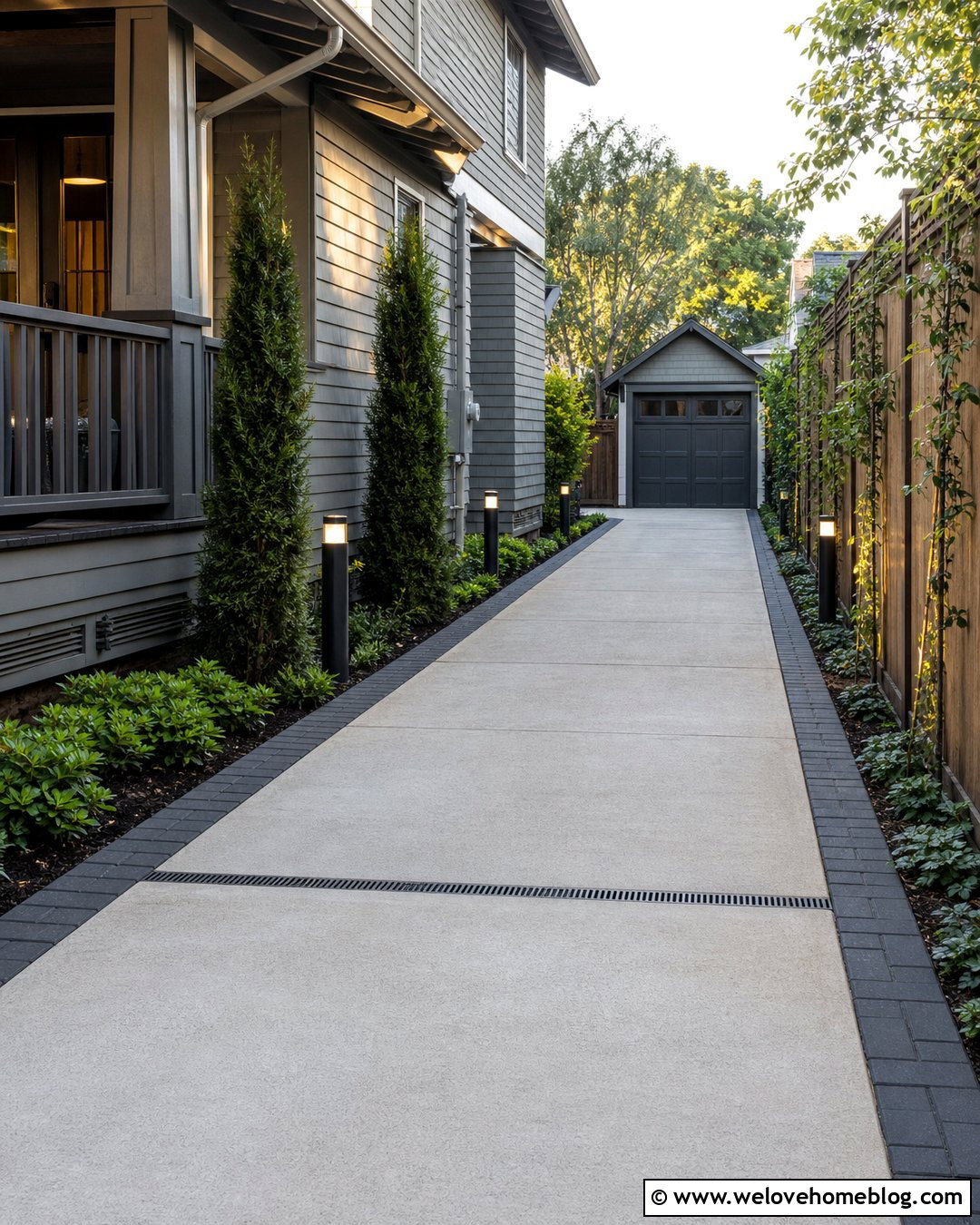 Narrow Side Driveway With Paver Border - 25 Car Driveway Ideas