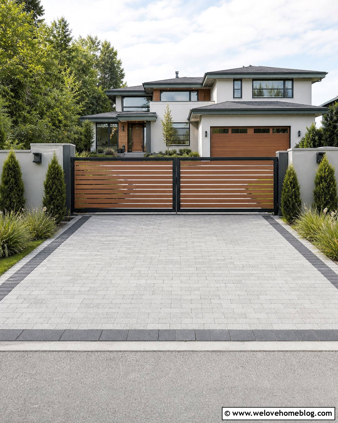 Narrow Slat Composite Driveway Gate - 20 Modern Composite Driveway Gates Ideas