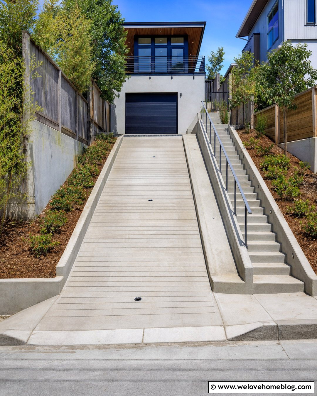Narrow Steep Driveway With Edge Curbs - 20 very steep driveway ideas