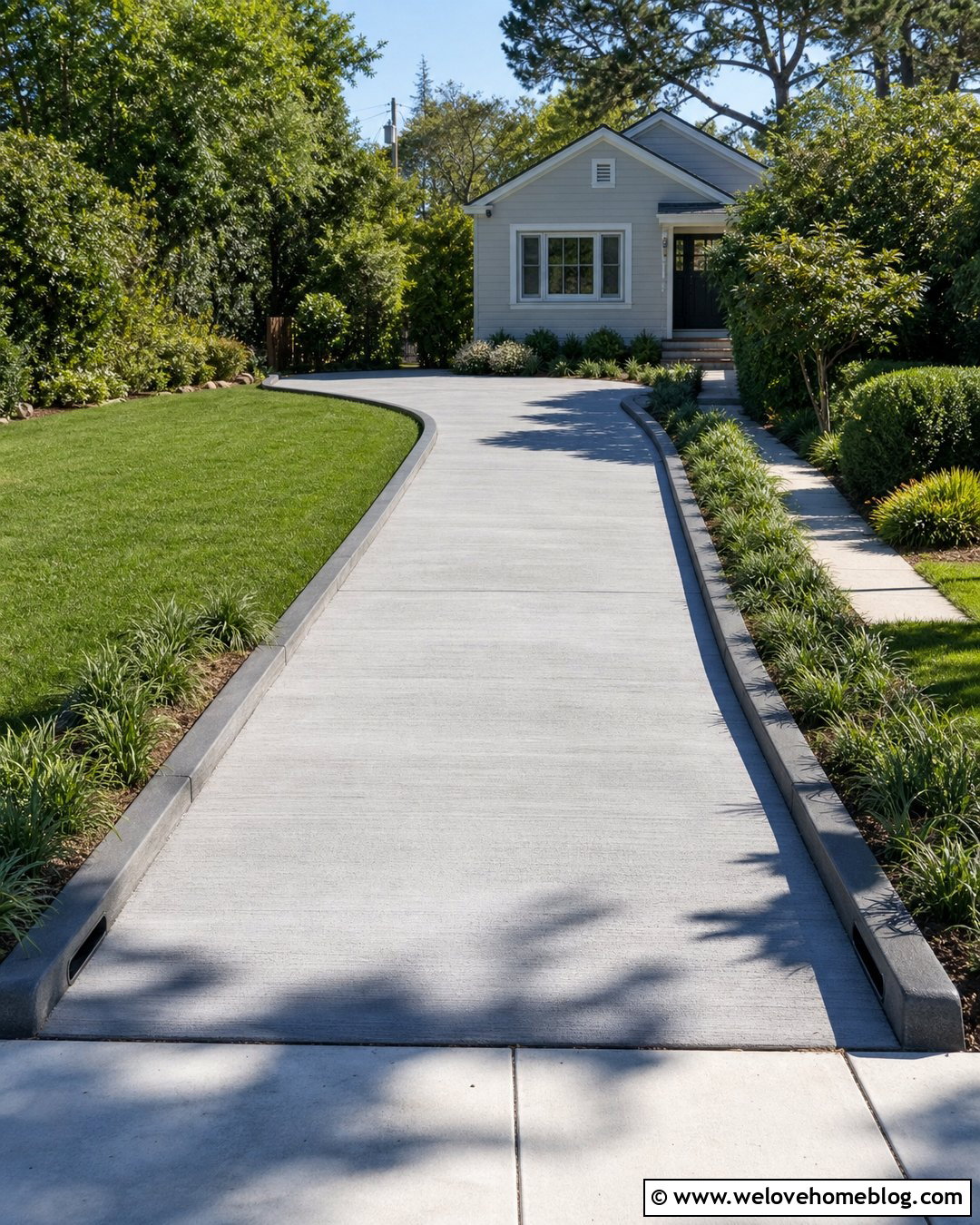 Narrow Steep Driveway With Raised Curbs - 35 Steep Driveway Ideas