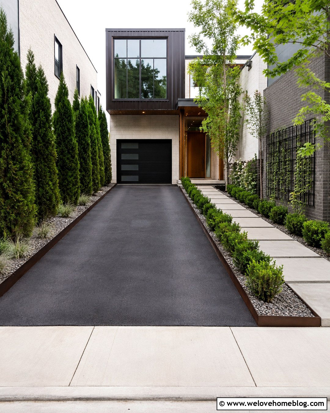 Narrow Straight Driveway With Vertical Landscaping - 20 straight driveway landscaping ideas