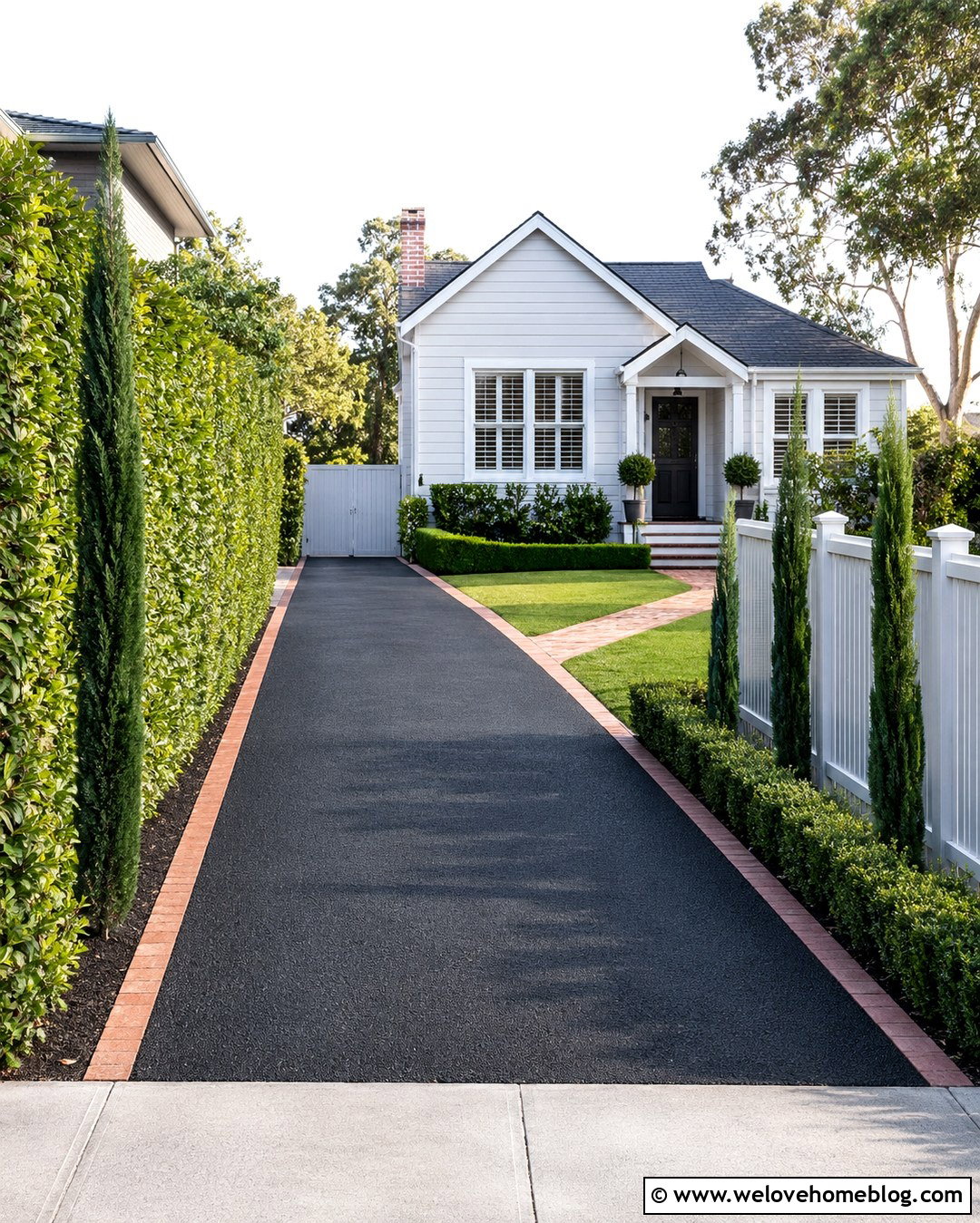 Narrow Tarmac Driveway With Slim Borders - 20 Tarmac Driveway Curb Appeal Ideas