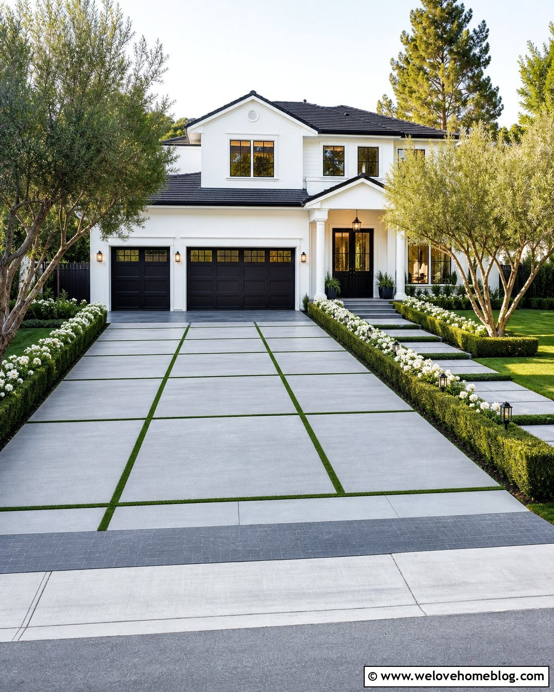Narrow Turf Joint Concrete Driveway - 20 Turf And Concrete Driveway Ideas