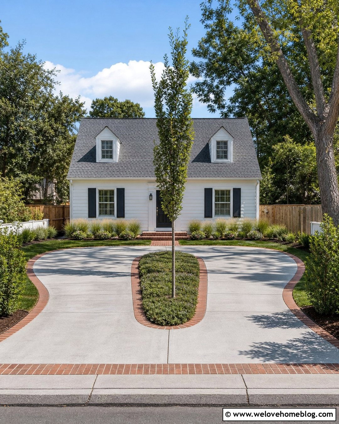 Narrow U Shape Driveway With Compact Planting - 30 U Shape Driveway Landscaping Ideas