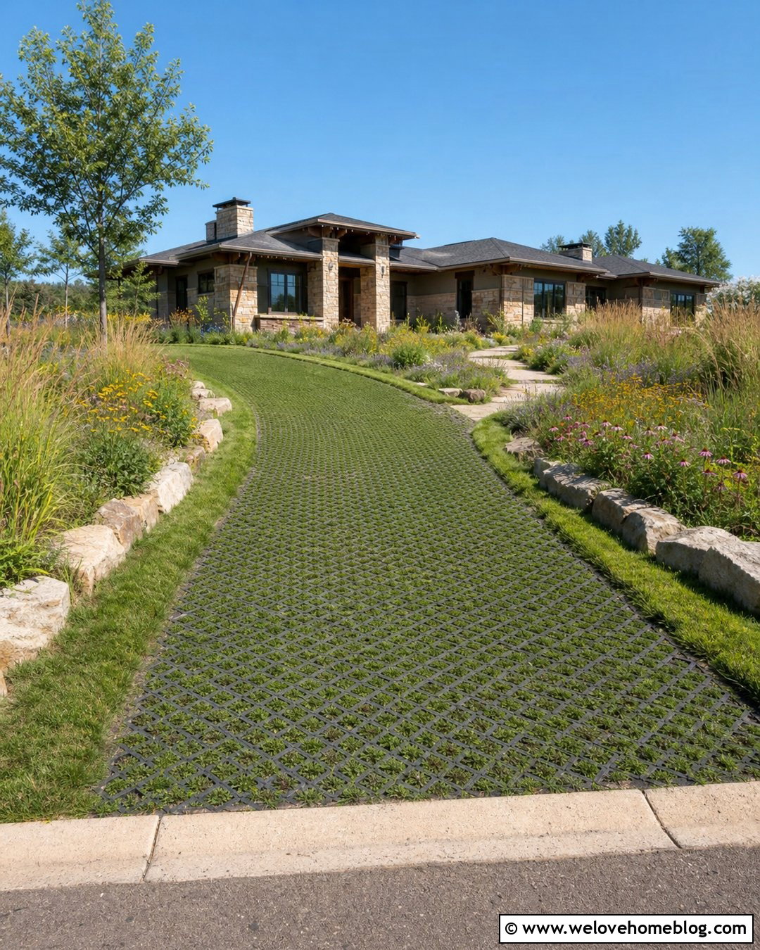 Native Grass Turf Driveway - 25 turf driveway ideas