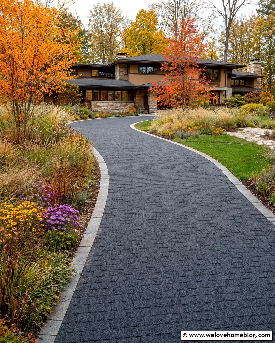 Native Plant Driveway With Fall Color - 20 autumn driveway landscaping ideas