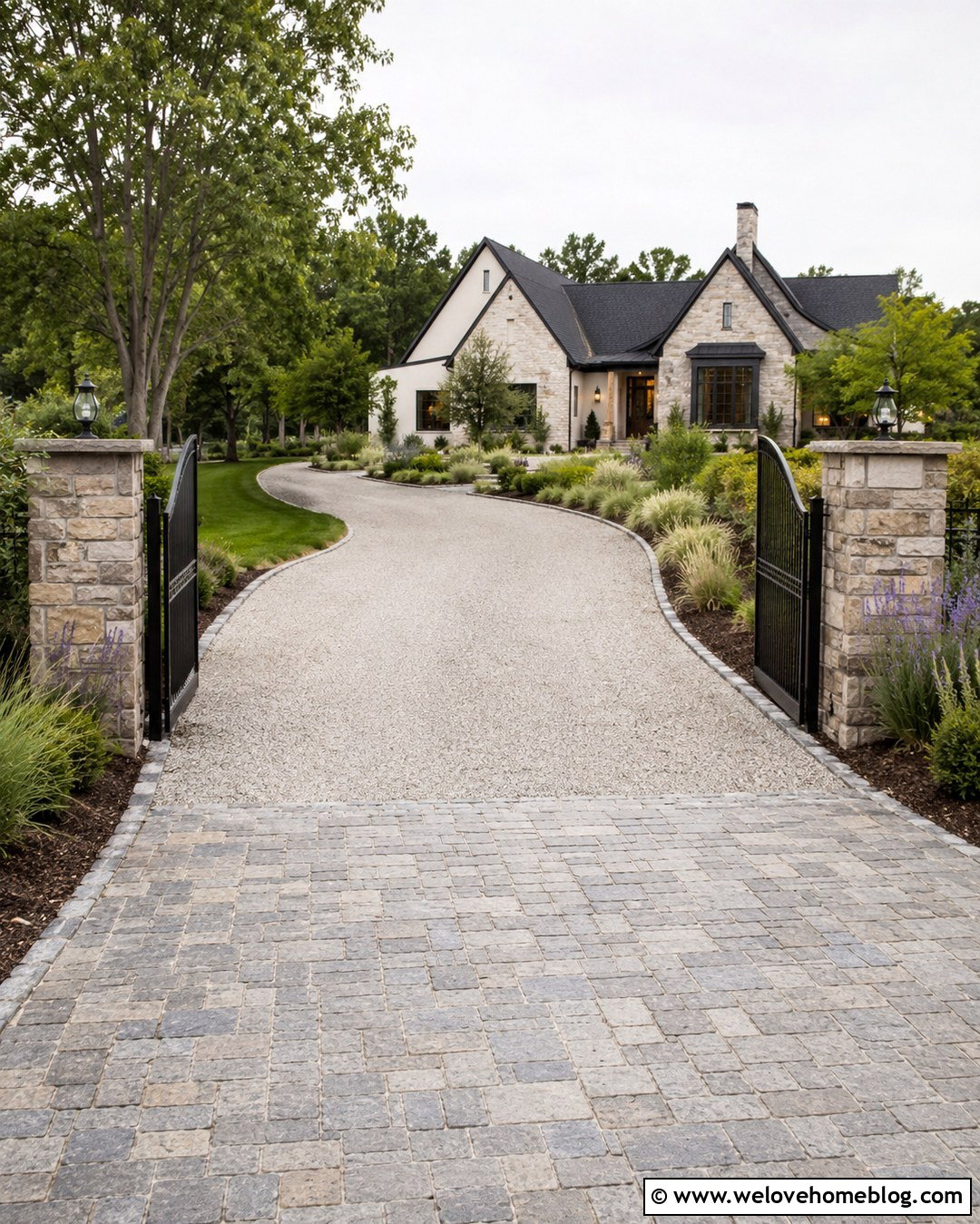 Native Shrub Lined Gated Driveway