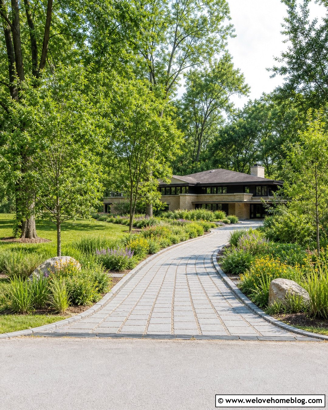 Native Tree Lined Permeable Driveway - 25 Long Tree Lined Driveway Ideas