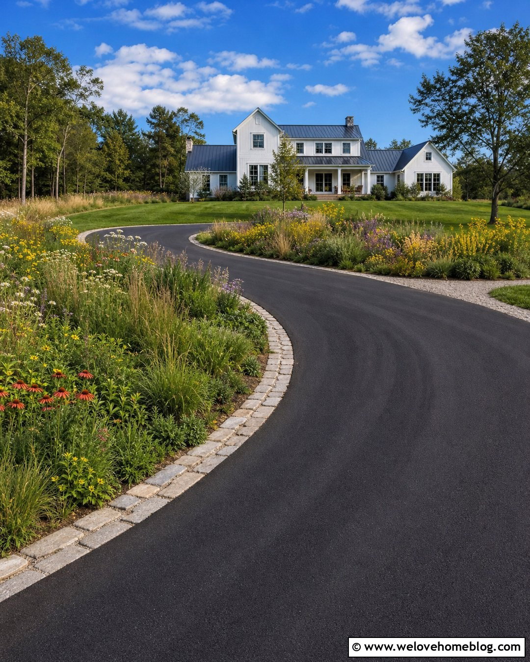 Native Wildflower Asphalt Driveway - 20 lining driveway with plants ideas