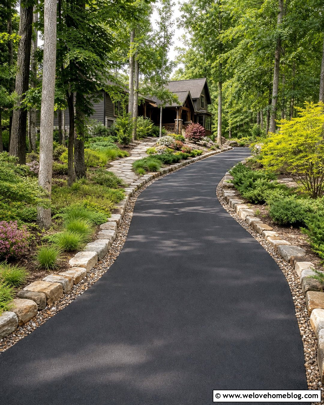 Natural Stone Driveway Curbing With Asphalt - 20 driveway curbing ideas