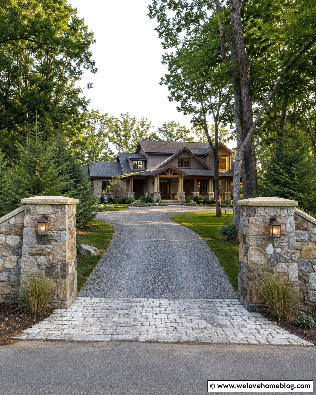 Natural Stone Driveway Wall Entrance - 20 Driveway Wall Entrance Ideas