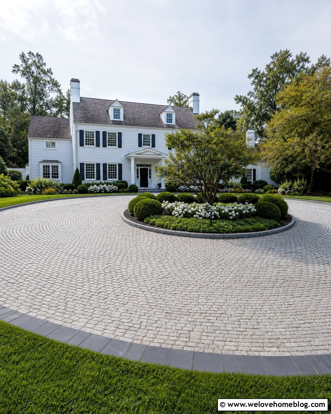 Natural Stone Edging Around A Circular Driveway - 20 Natural Stone Driveway Edging Ideas