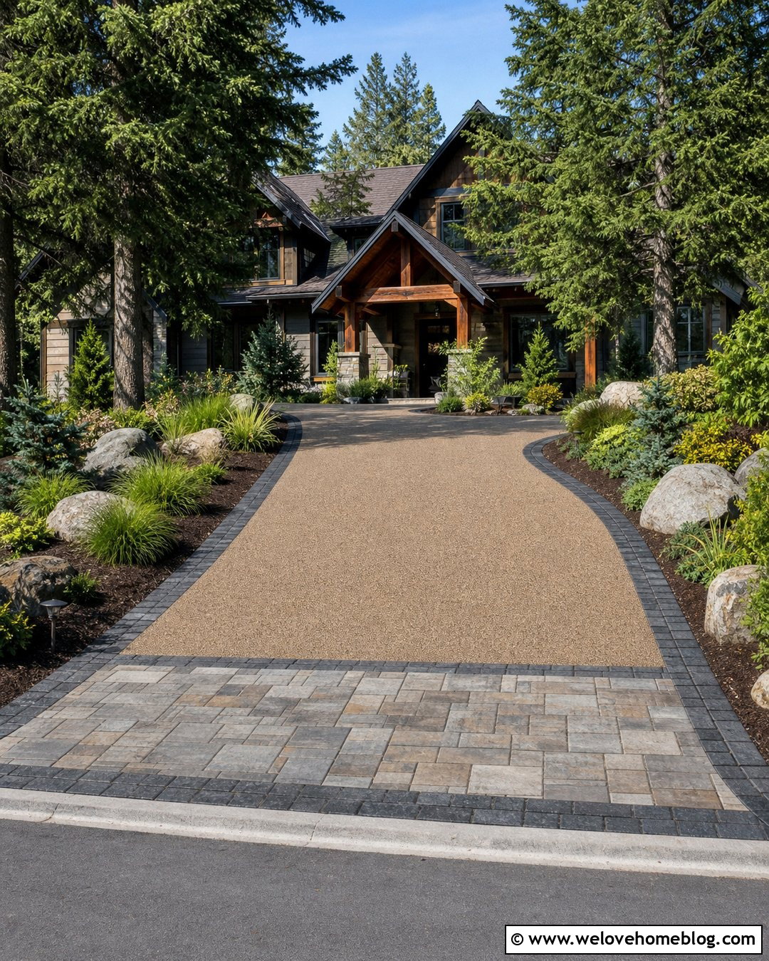 Natural Stone Look Paver Driveway Entrance - 20 Pavers At End Of Driveway Ideas