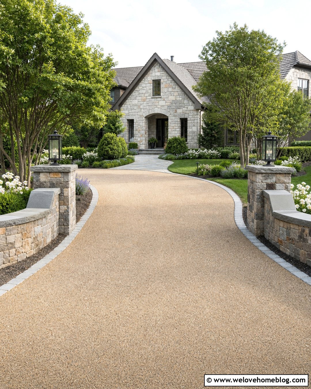 Natural Stone Wall Driveway Entrance - 25 Private Driveway Entrance Ideas