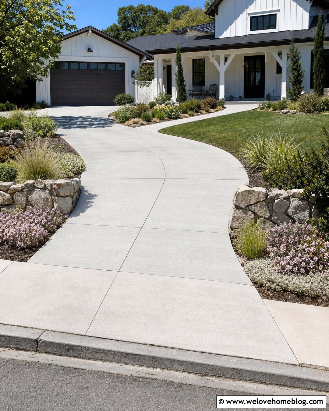 New Concrete Driveway With Reused Broken Concrete Landscaping - 20 Broken Concrete Driveway Ideas