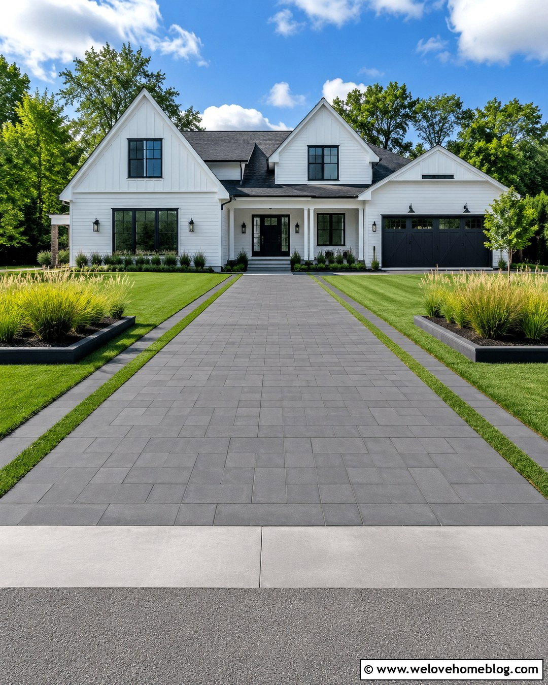 Nicolock Blue Ridge Contemporary Pavers With Grass Strips - 20 Nicolock Driveway Pavers Ideas