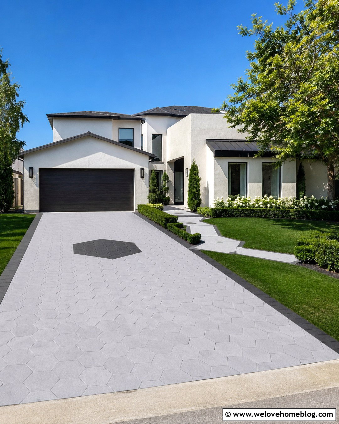 Nicolock Hex Pavers With Contrasting Inlay - 20 Nicolock Driveway Pavers Ideas