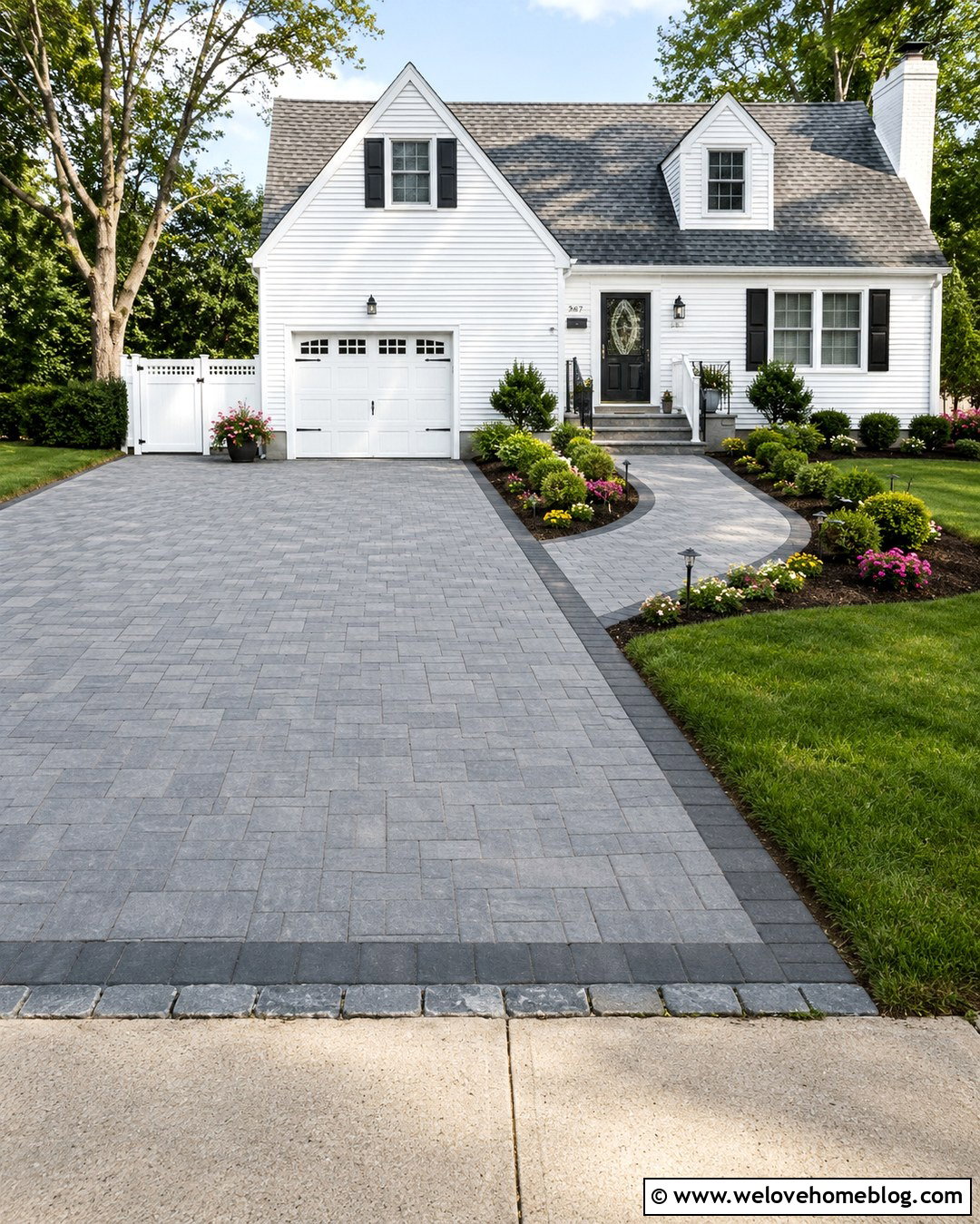 Nicolock Stone Ridge Pavers With Matching Walkway - 20 Nicolock Driveway Pavers Ideas