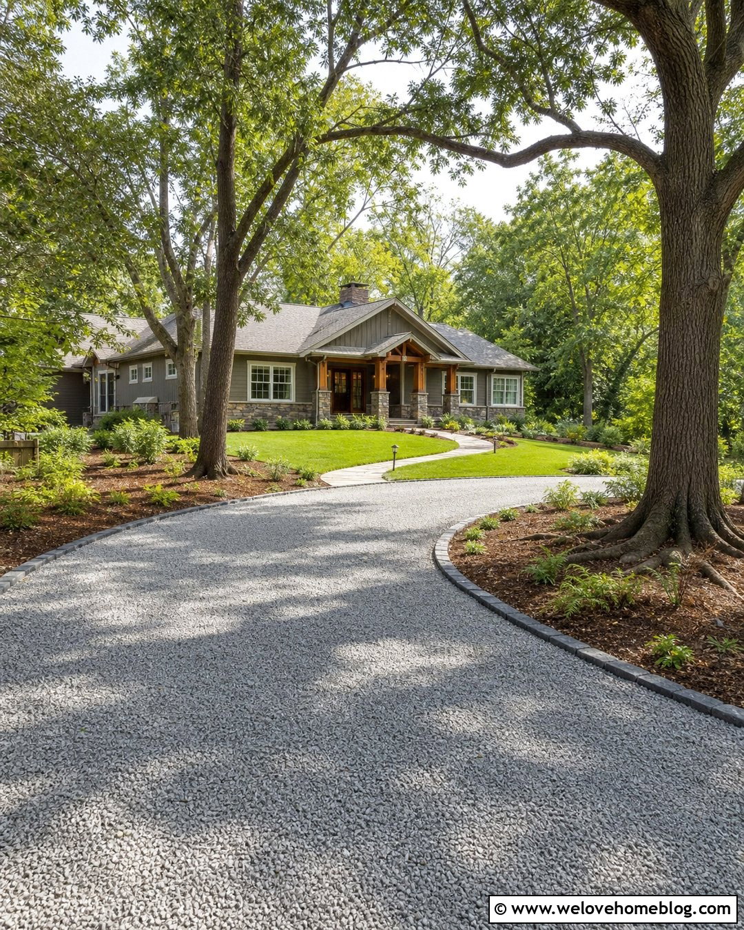 Oak Tree Lined Driveway With Mulch Beds - 20 Oak Tree Lined Driveway Ideas