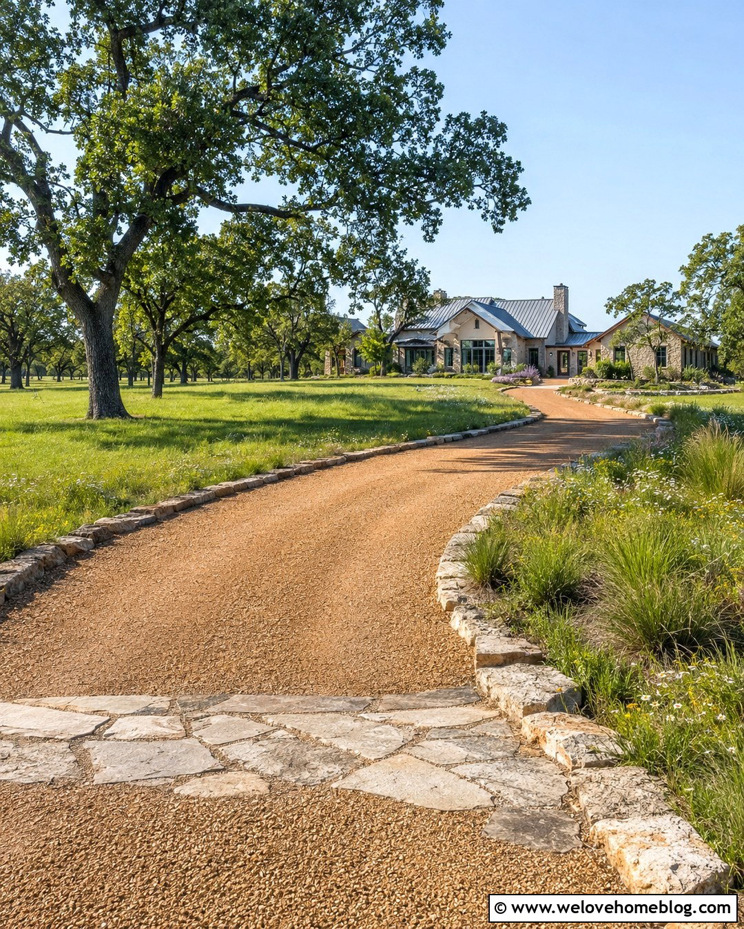 Oak Trees Along A Long Driveway - 20 Driveway Tree Planting Ideas