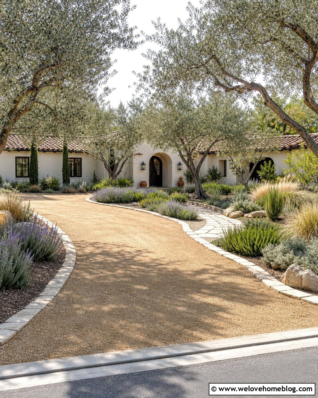 Olive Tree Canopy Decomposed Granite Driveway - 20 Tree Canopy Driveway Ideas