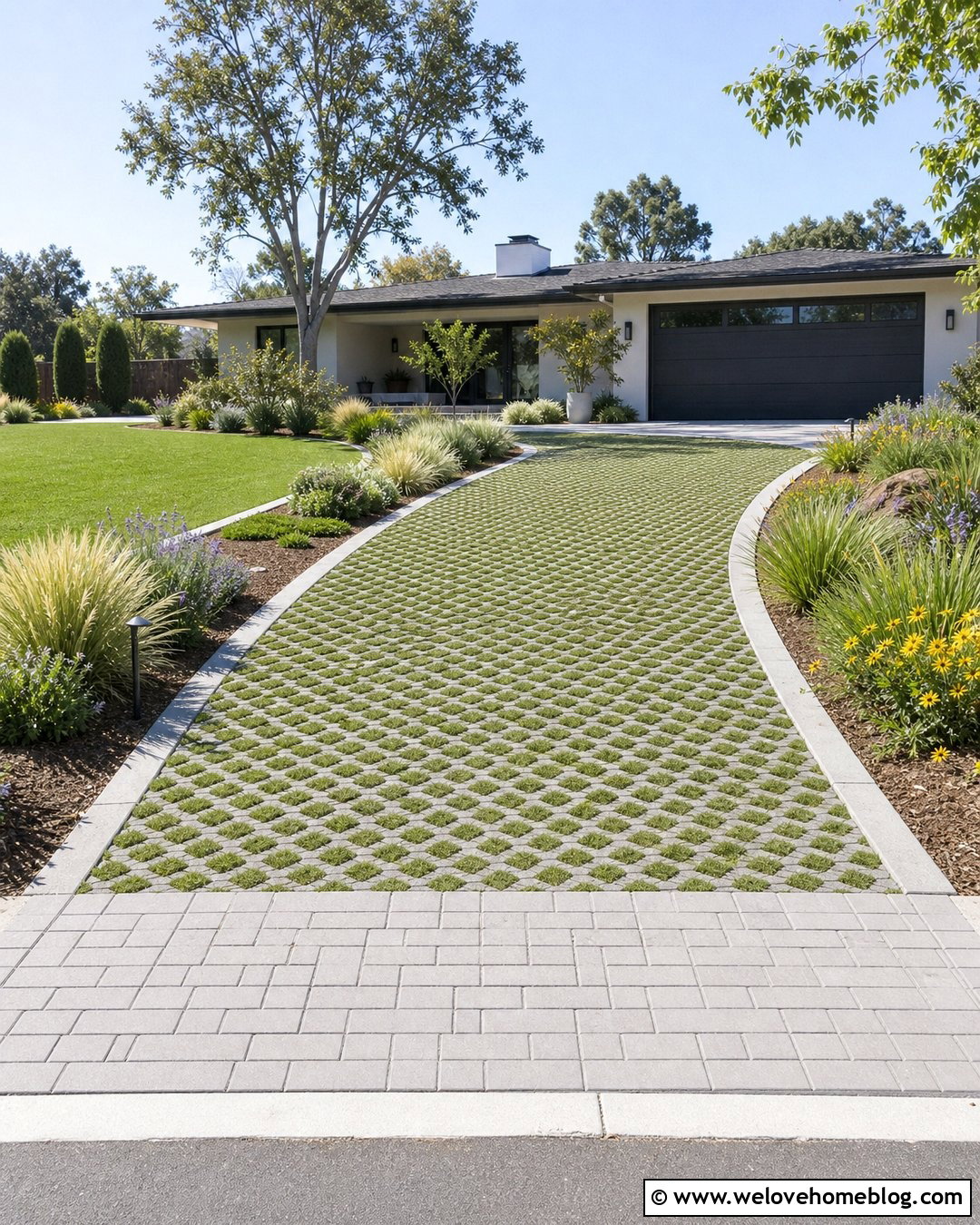 Open Cell Concrete Driveway With Ground Cover - 20 porous driveway ideas