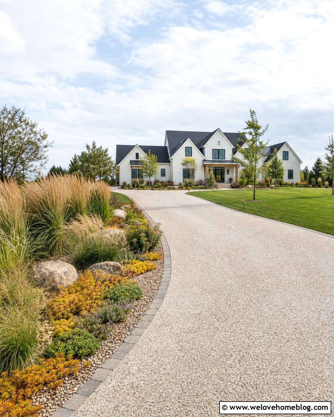 Ornamental Grass Driveway Entrance - 35 End Of Driveway Landscaping Ideas