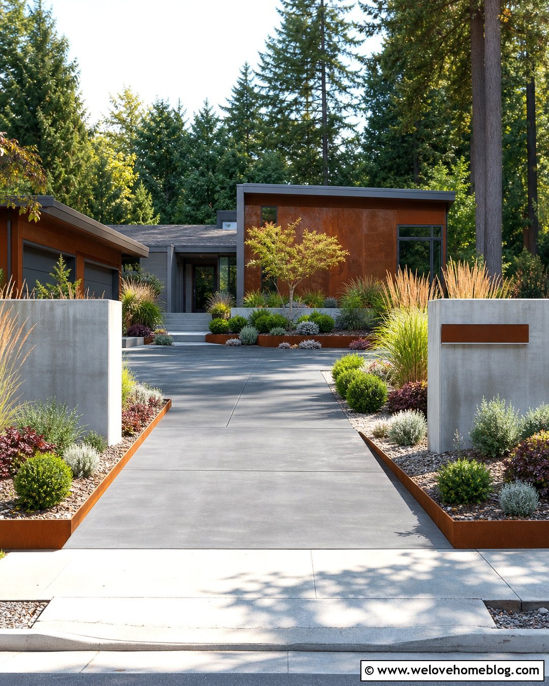 Ornamental Grass Driveway Entrance - 40 Driveway Entrance Curb Appeal Ideas