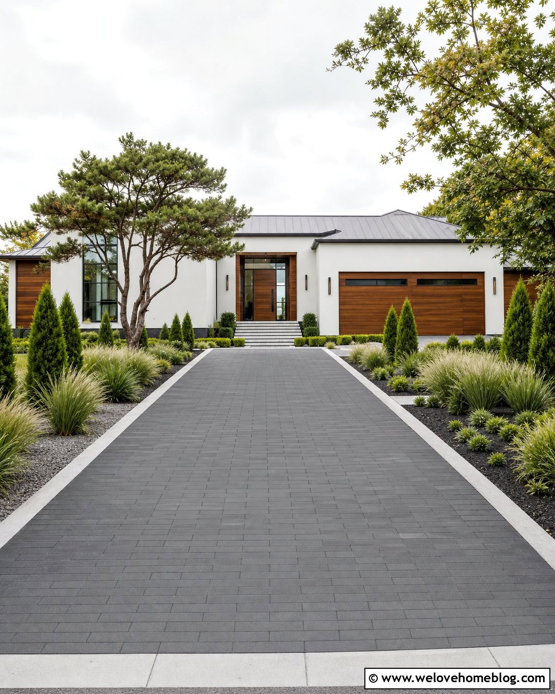 Ornamental Grass Modern Driveway - 45 modern driveway ideas