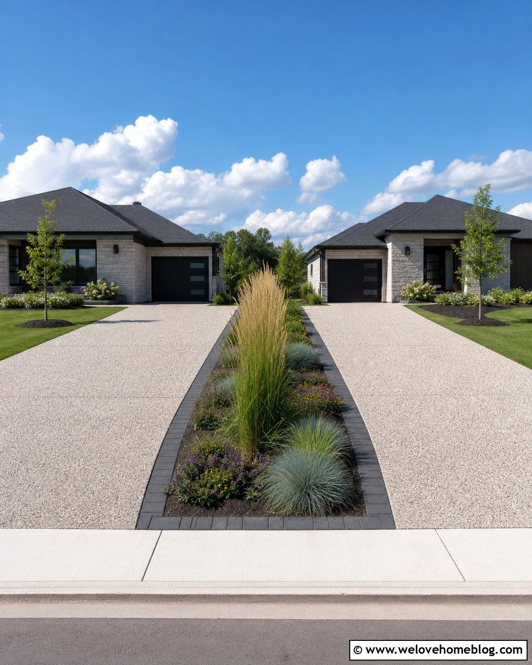 Ornamental Grass Shared Driveway Divider - 30 shared driveway divider ideas