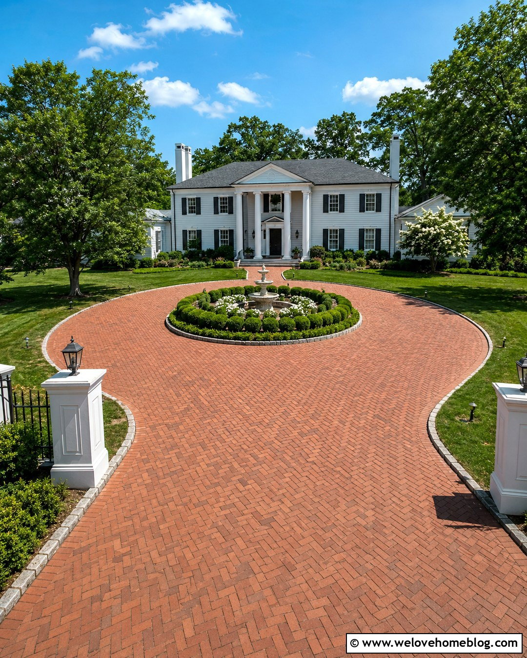 Oval Driveway With Fountain Center Garden - 20 oval driveway landscaping ideas