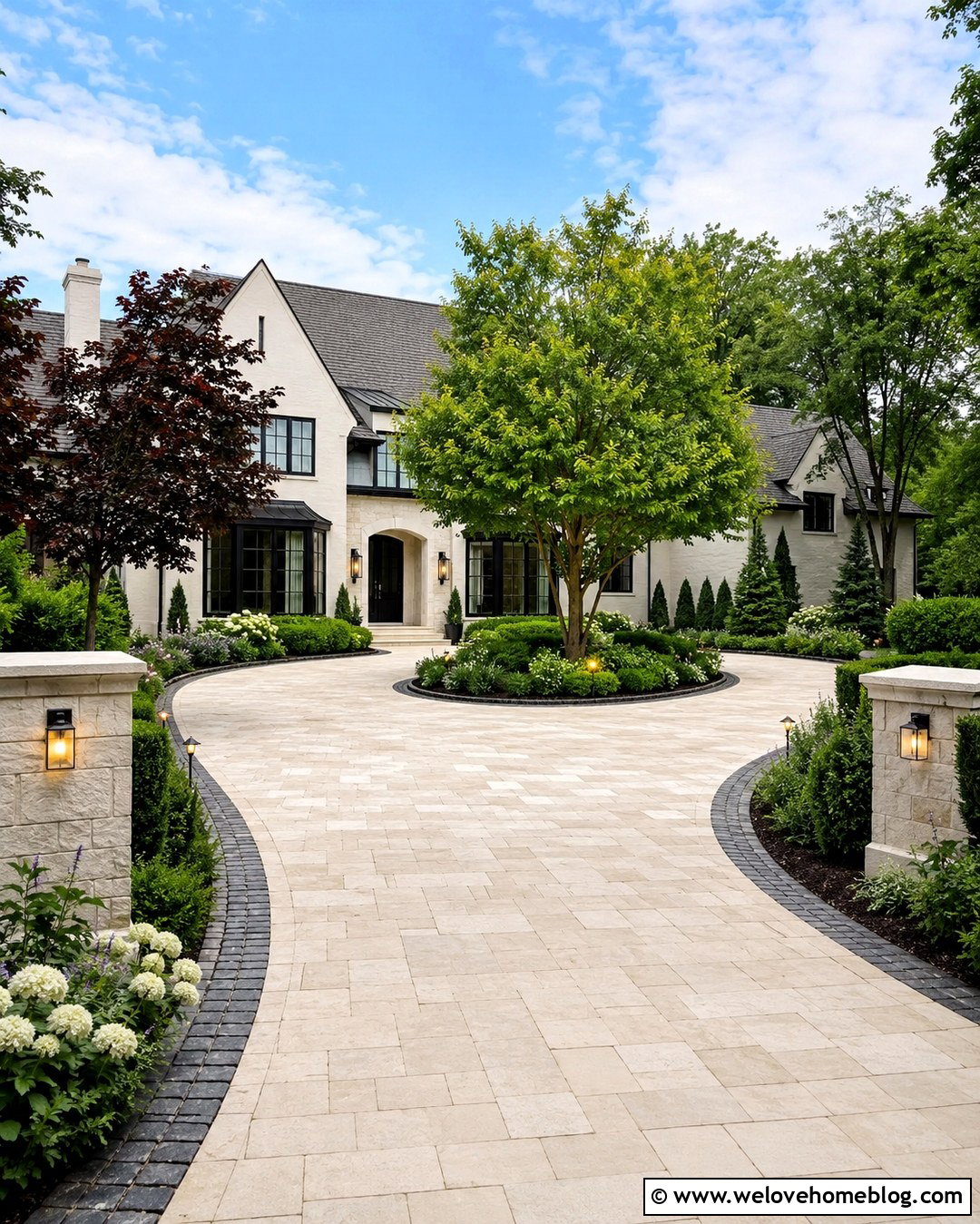 Oval Driveway With Landscape Lighting - 20 oval driveway landscaping ideas