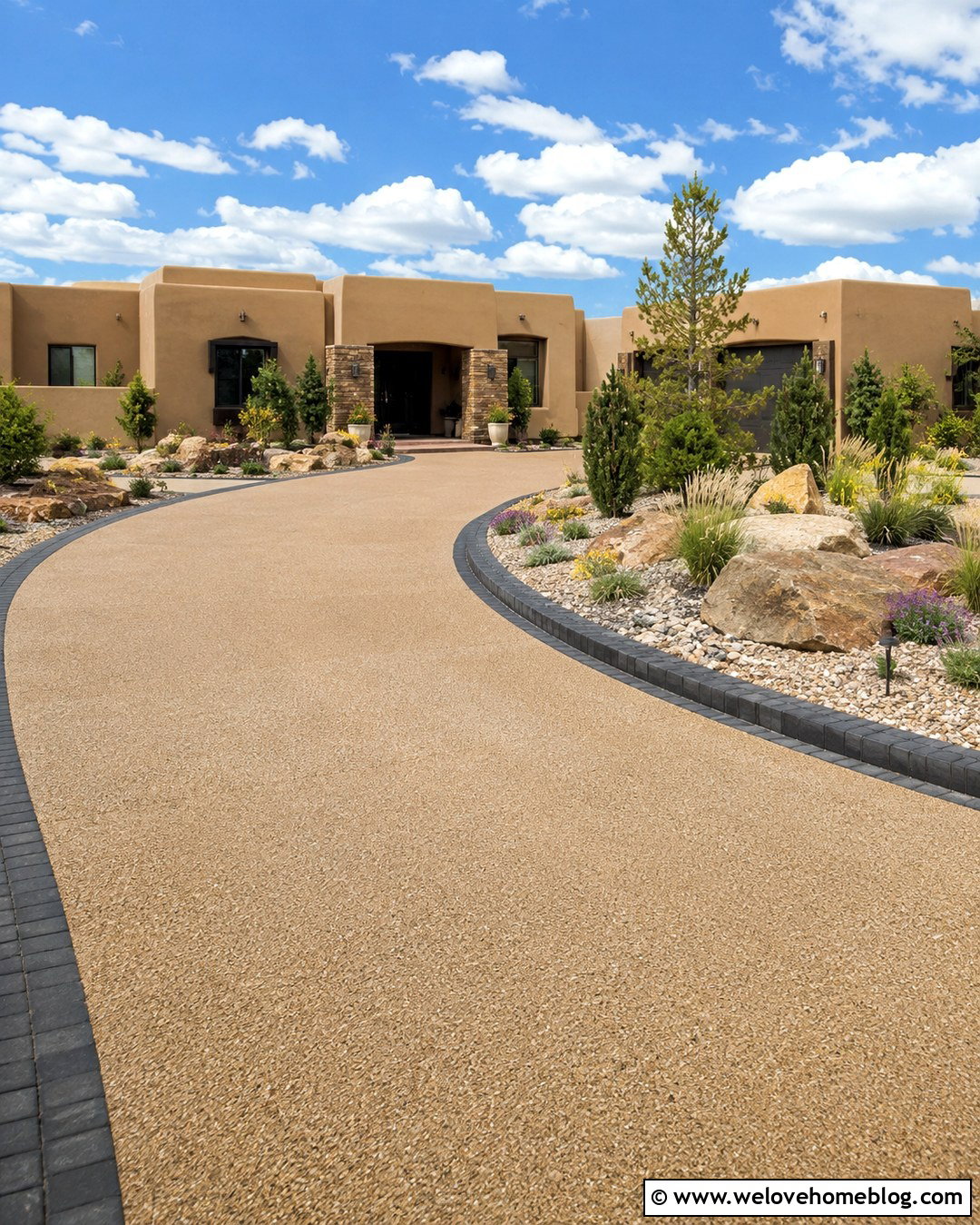 Oval Driveway With Low Maintenance Rock Garden - 20 oval driveway landscaping ideas