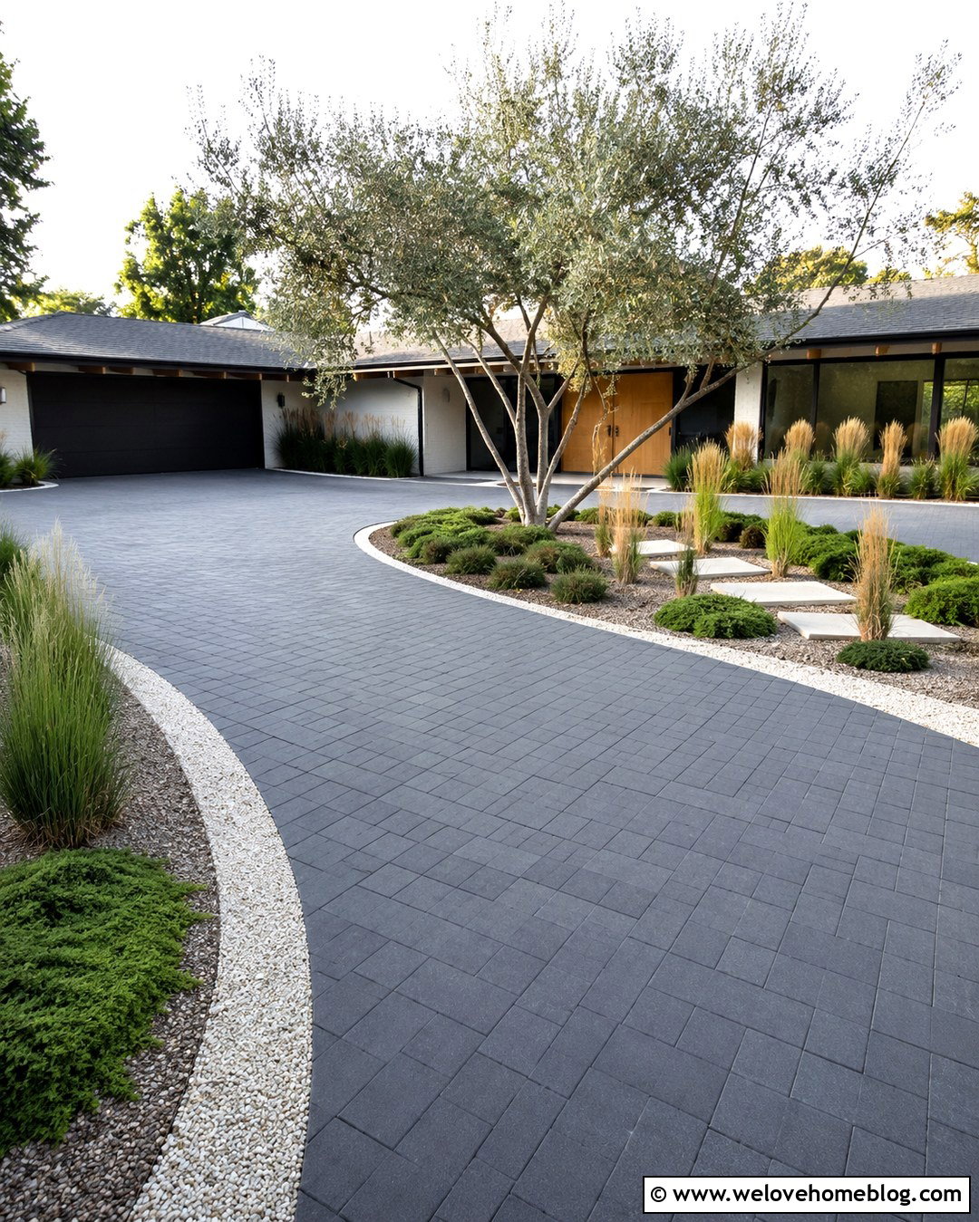 Oval Driveway With Modern Grass Landscaping - 20 oval driveway landscaping ideas