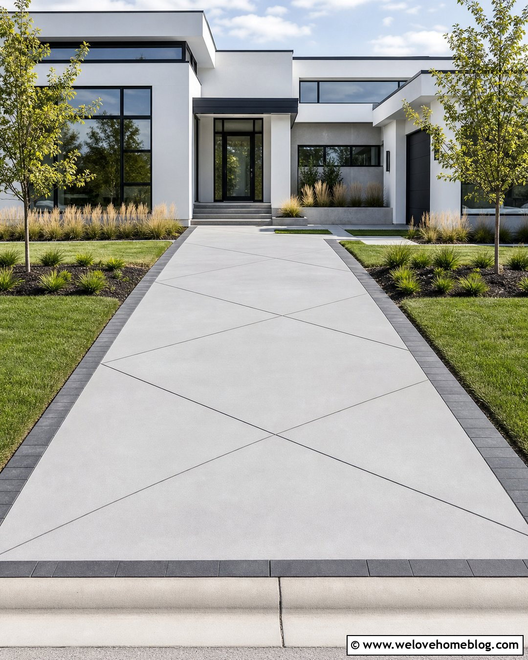 Oversized Concrete Diamond Driveway - 20 Diamond Driveway Pattern Ideas